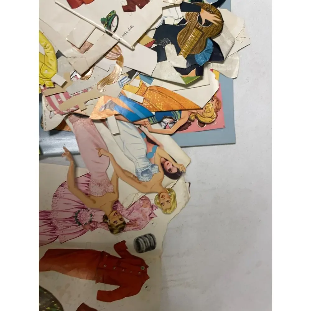 Vintage 1963 Barbie Ken Midge Paper Dolls Book Whitman Costumes Cut Out Set